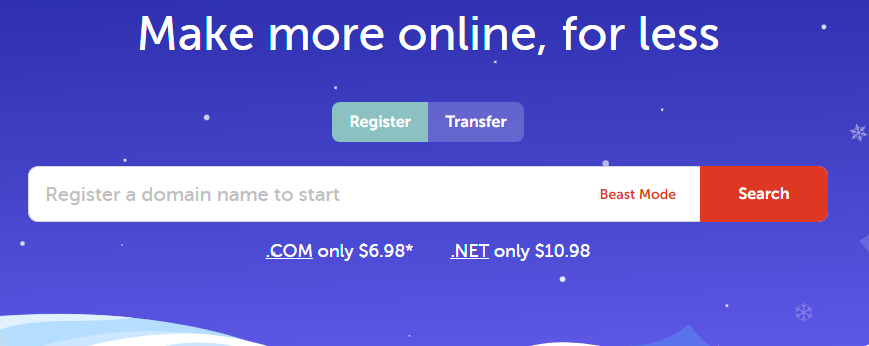 The home page of Namecheap